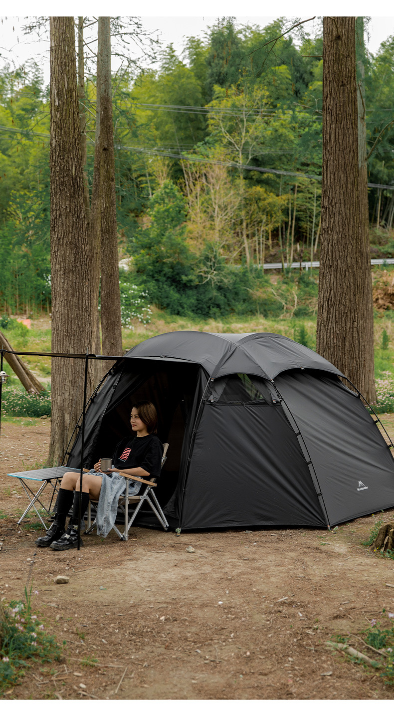 Cheap Goat Tents Mountainhiker SZK281 3 4 Person Outdoor Round Tents 210T Polyester Waterproof Shelter Tear Resistant Black Camping Dome Tent   